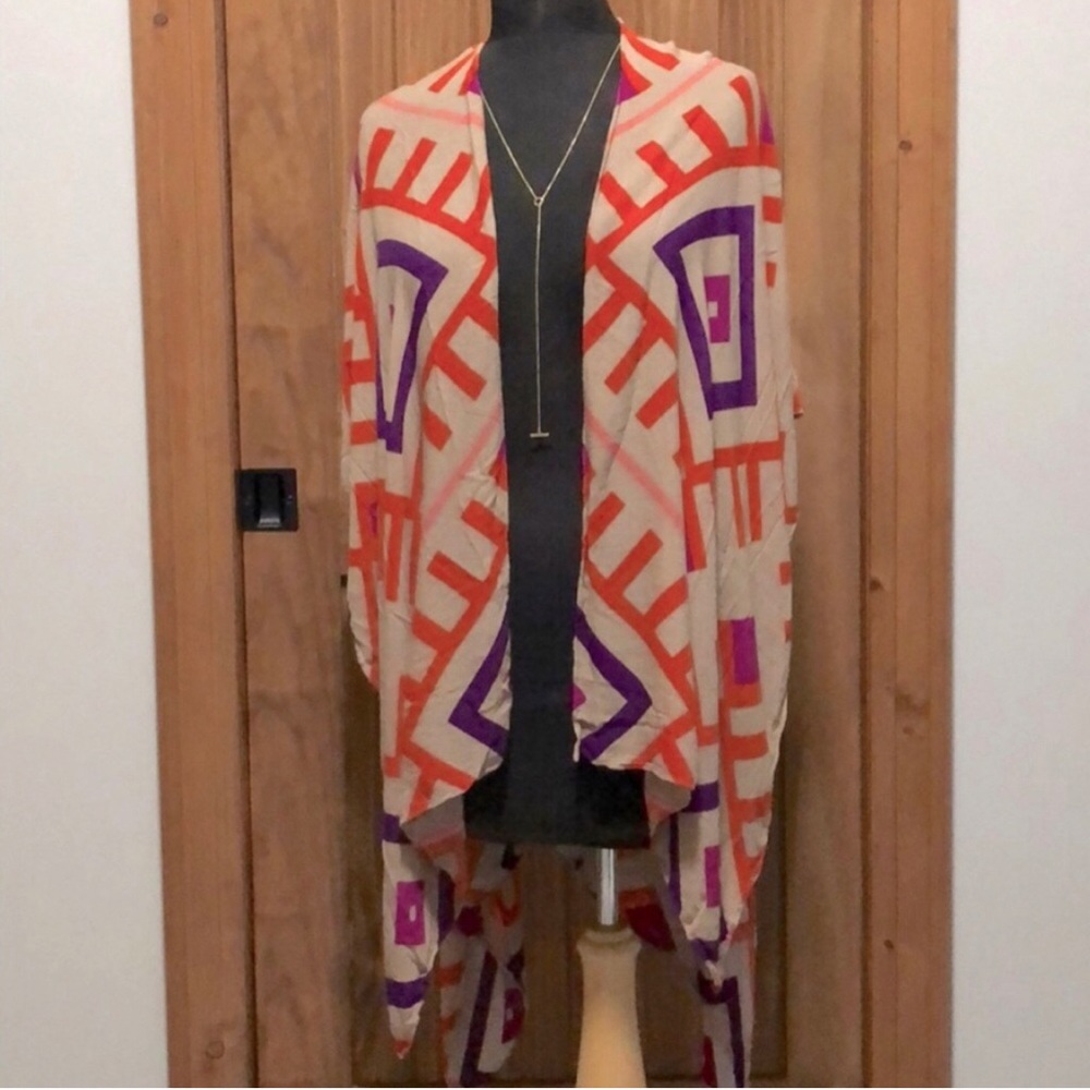 Michael Stars Ruana Geometric Pattern Shawl/Scarf/Wrap